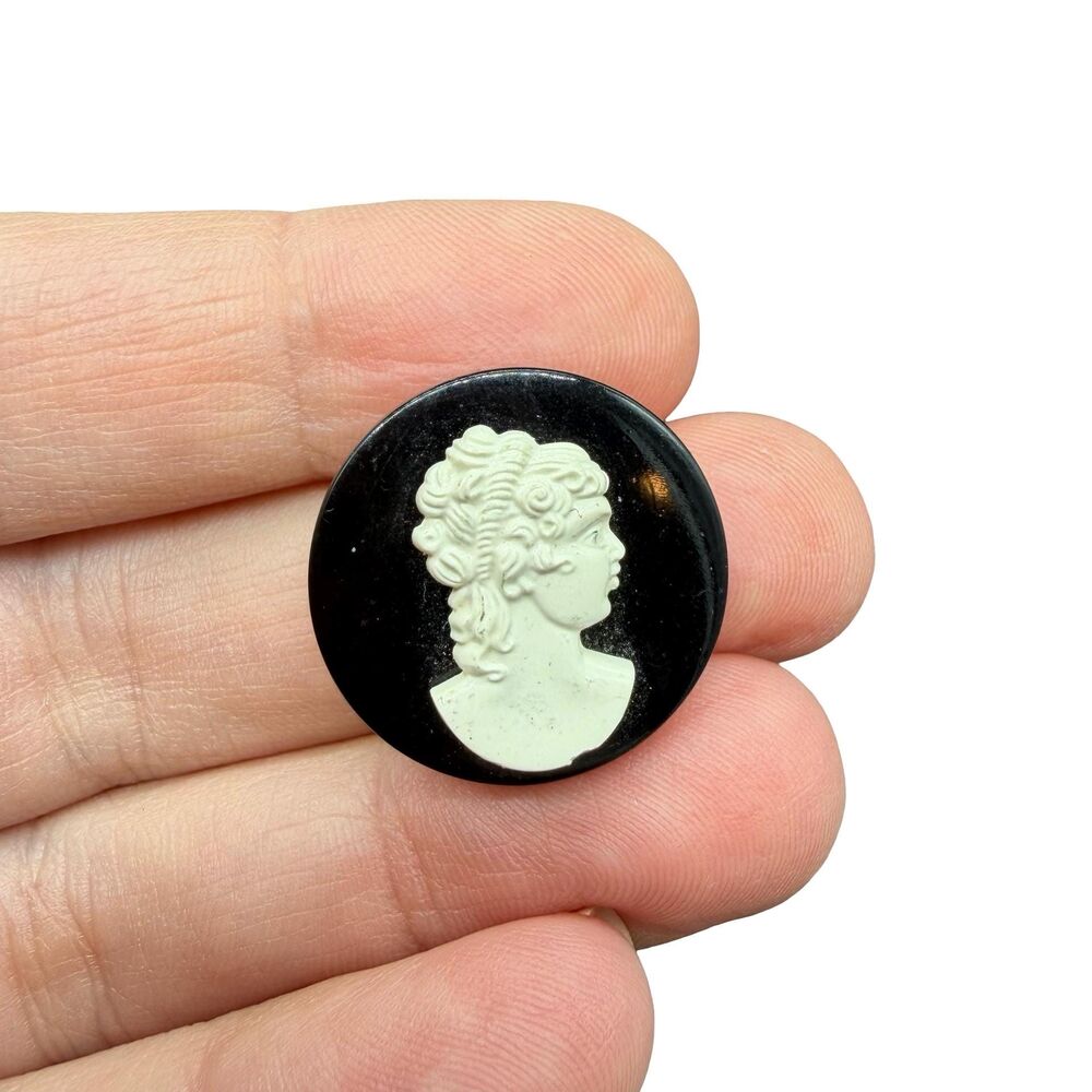 Vintage Tiny Black Cameo Brooch Cameo Pin